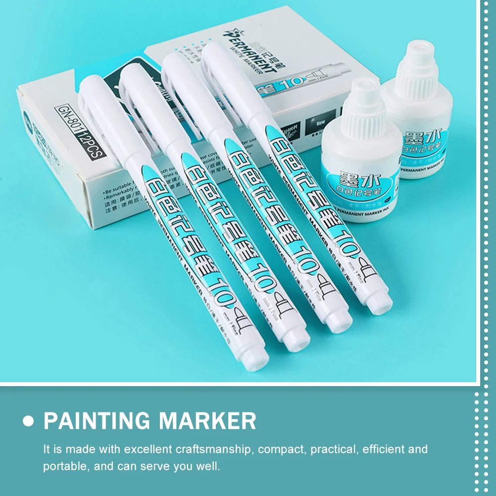 

12pcs Multipurpose Paint Pens White Graffiti Markers Quick Dry Waterproof For Paper Cloth Plastic Glass Ceramics