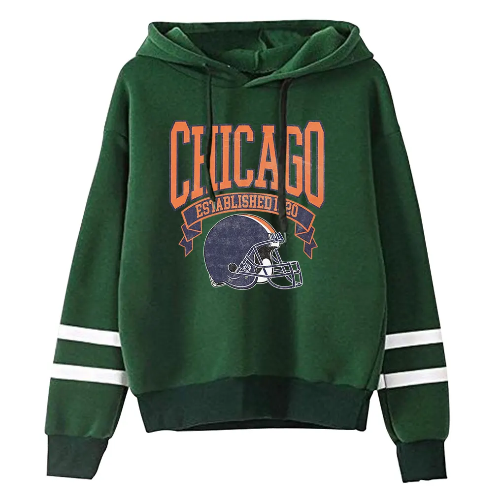 Chicago merch sport hooded drawstring pocketless   Long Sleeve Sweatshirt  men/women fall pullover