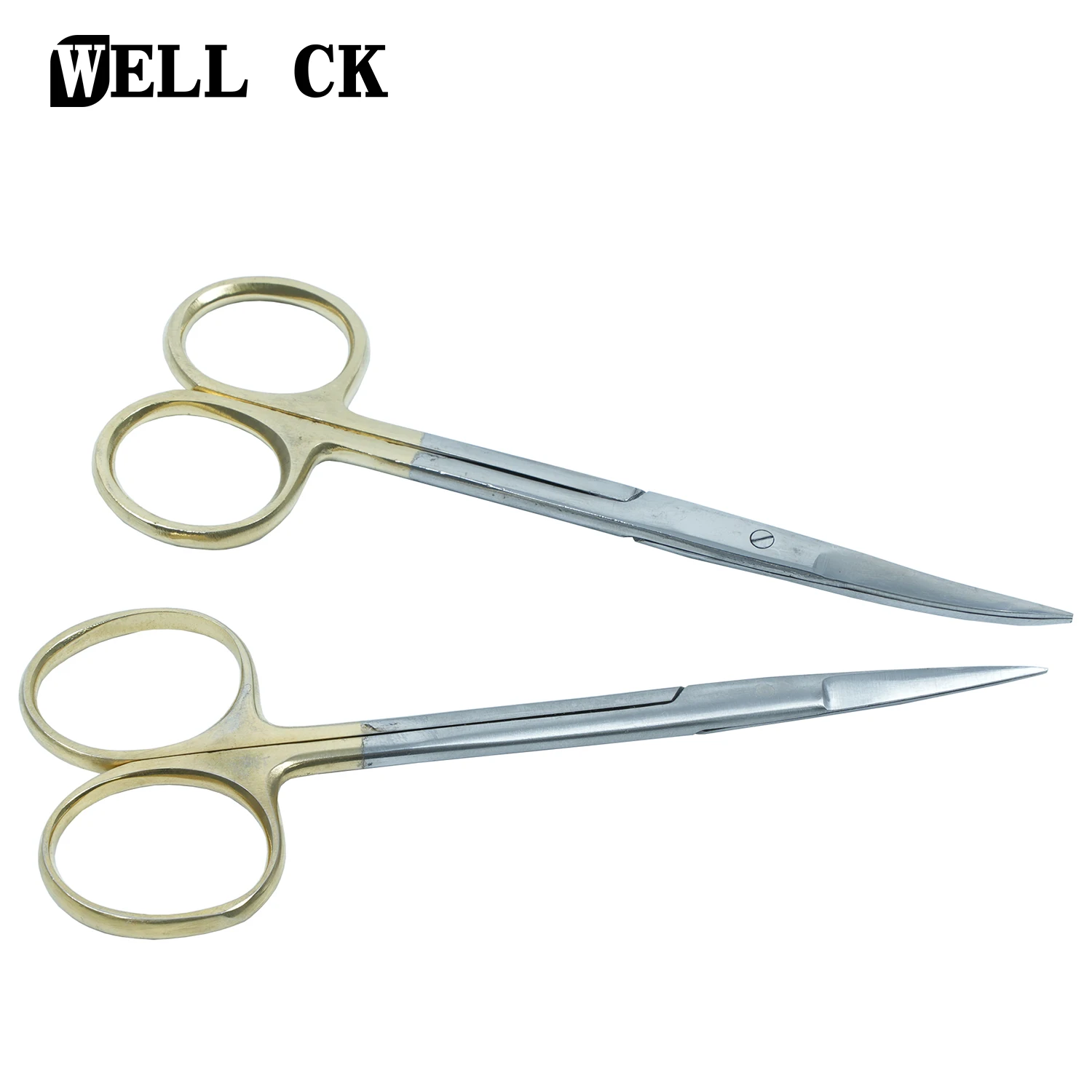 WellCK Dental Scissors Stainless Steel Oral Instruments Straight And Curved Hemostatic Forceps Dental Instrument Tools Scissors