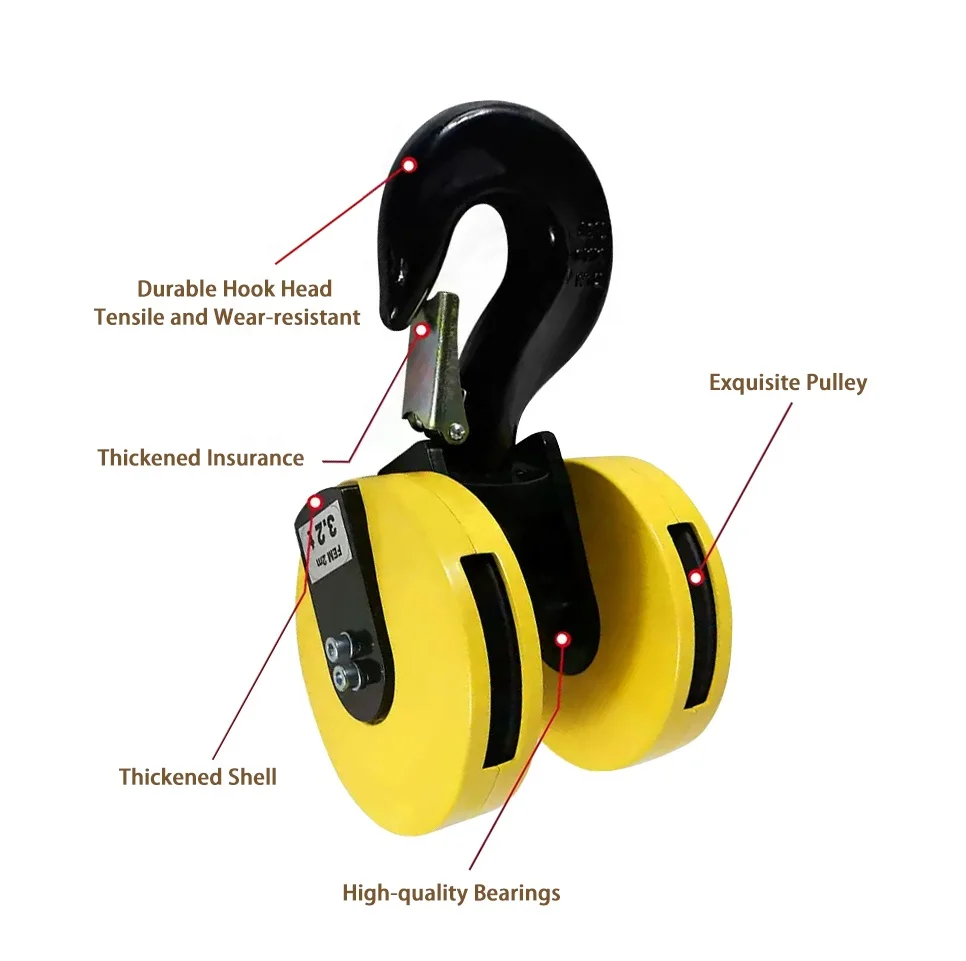 Direct sales supply 3 5 10 20 tons fully enclosed gear type hook pulley set hook