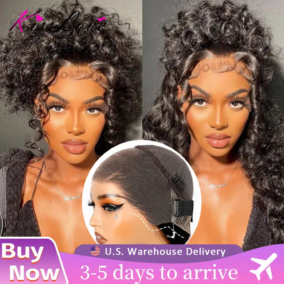 

Glueless Water Wave 360 Lace Frontal Wigs with Invisi-Drawstring Curly Wigs Human Hair Hd Transparent Lace Wig For Black Women