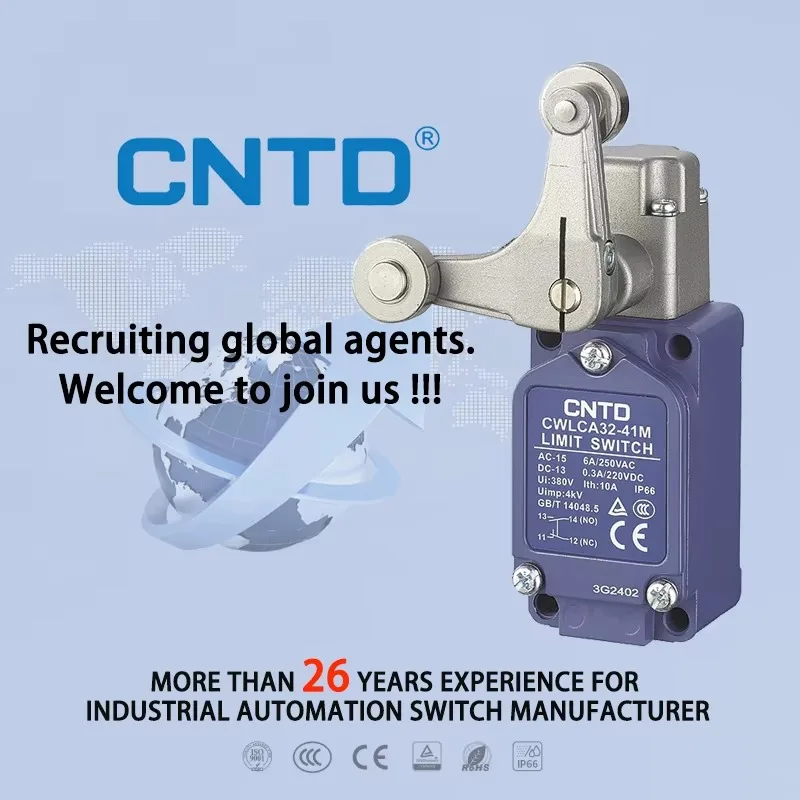 CNTD CWLCA32-41M High Mechanical Strength Aluminum Cast IP66 30 Operations/min Vertical Limit Switch Travel Switch