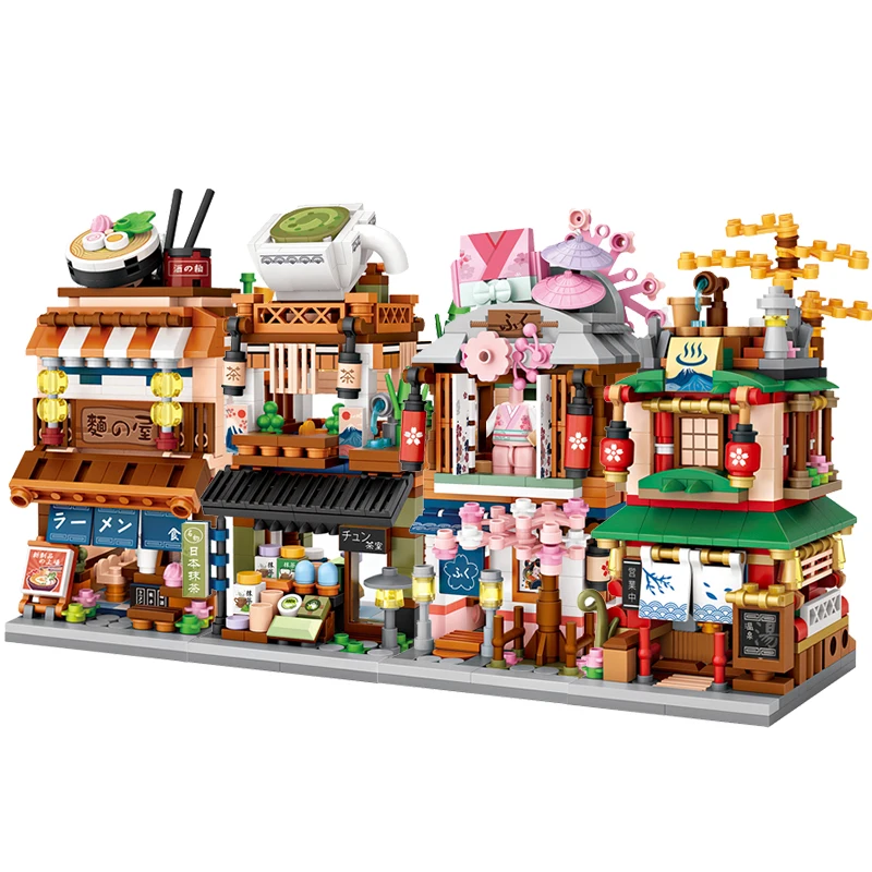 

Mini Noodle Shop House Building Blocks Matcha Store City Street View Japanese-Style Architecture Bricks Toys Gifts For Childrens