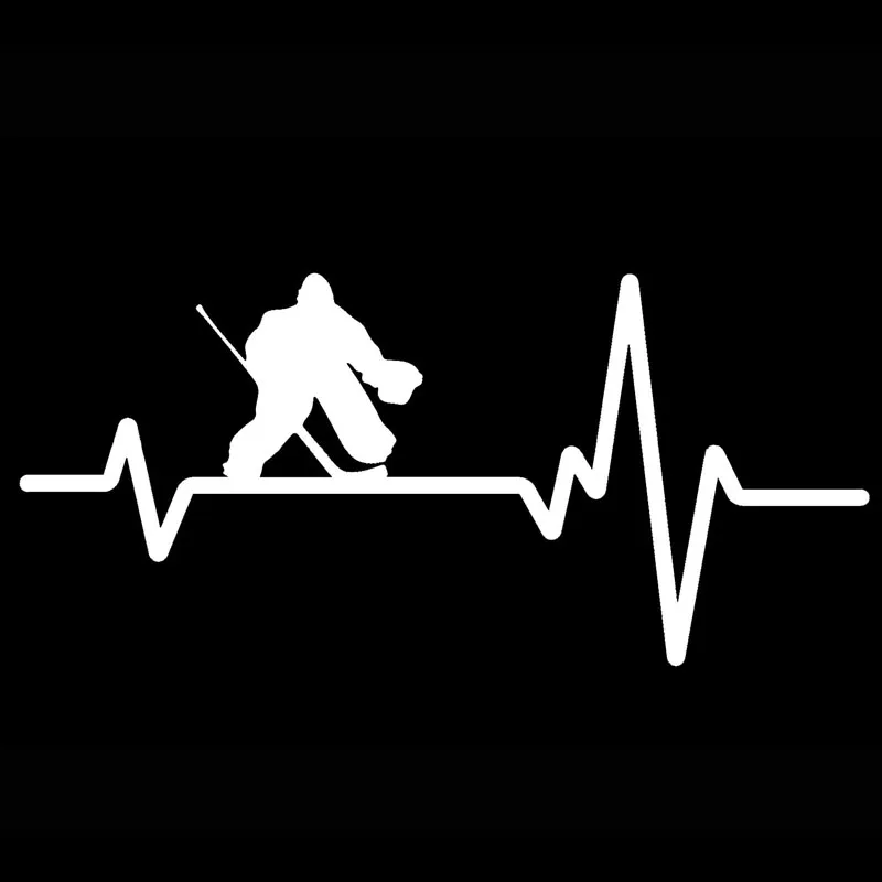 Fun Hockey Goalie Pads Puck Heartbeat Line Car Sticker Sunscreen Waterproof Decal Vinyl,16cm*7cm