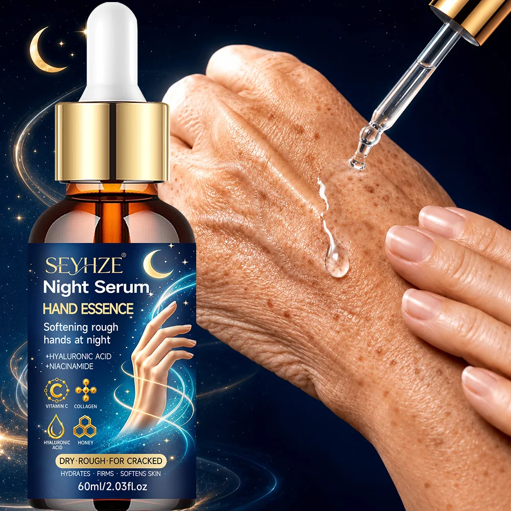 Sérum de mão de beleza coreana de luxo SEYHZE, com colágeno, vitamina C, ceramidas, ácido hialurónico e retinol, que realça a luminosidade da pele.