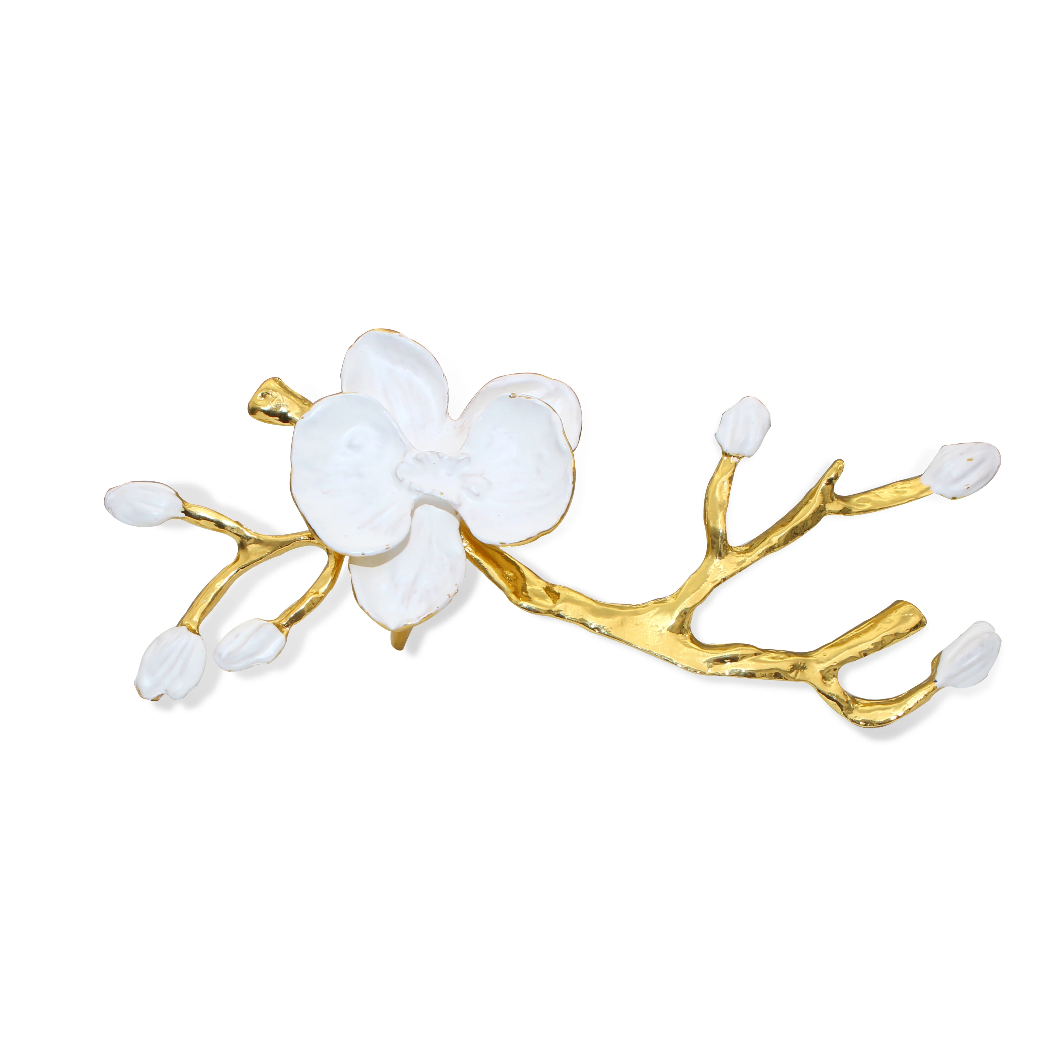 6Pcs White Plum Blossom Napkin Rings Gold Napkin Holder Floral Serviette Buckles for Wedding Thanksgiving Dinner Table Decor