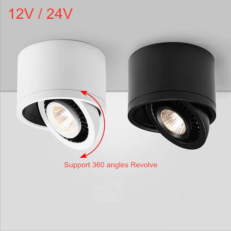 

COB LED Recessed Downlights 12V 24V 5W 7W 12W 15W Surface Mounted LED Ceiling Lamps Spot Light 360 Degree Rotation LED Downlight