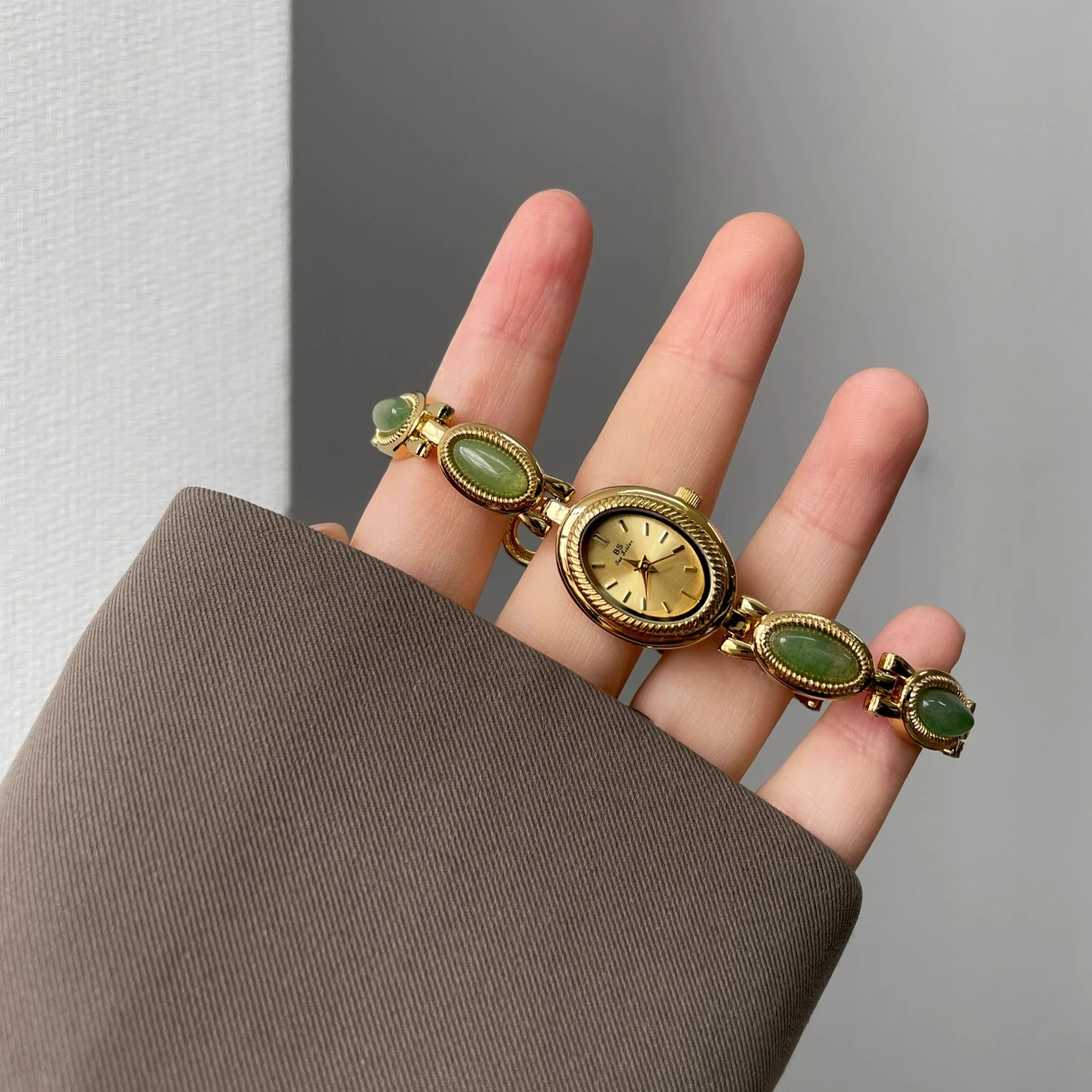 Luxo natural jade pulseira relógio retro senhoras relógios elegantes relógios de quartzo presente bonito relógio de pulso jóias