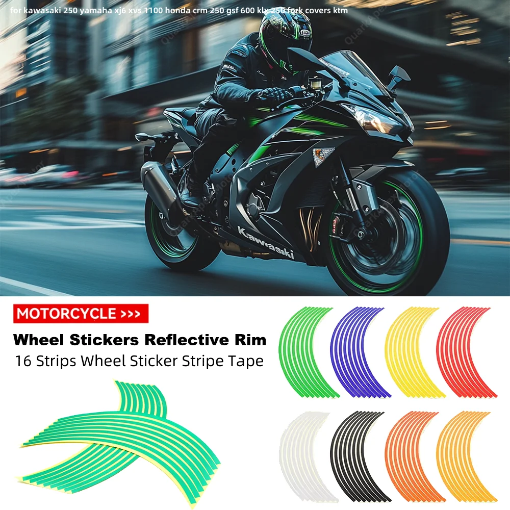 Stiker roda reflektif Rim Stripe Tape sepeda motor stiker untuk kawasaki 250 yamaha xj6 xvs 1100 honda crm 250 gsf 600 klx