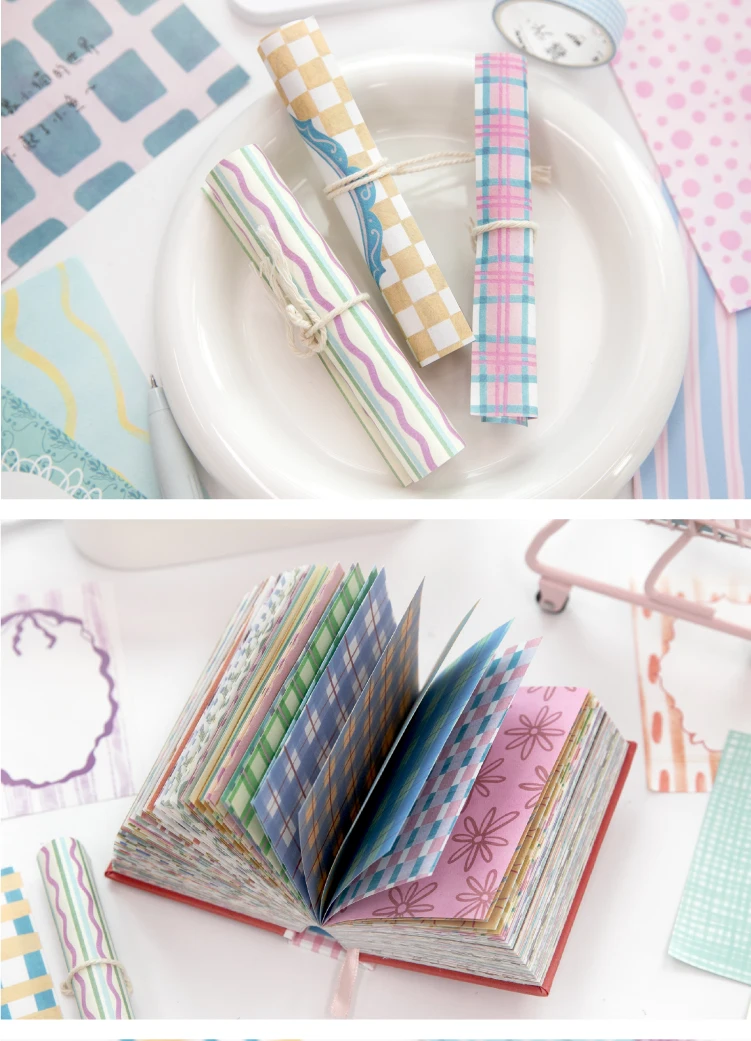Journal GO 100 Stück Moonlight Wish Book Notizblöcke mit Gittermuster für Scrapbooking, Tagebuchmaterial, Collage, Journal-Hintergrund – Detail 13