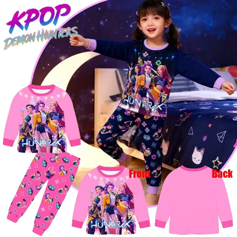 

Kpop Demon Hunters Zoey Костюм Осенняя пижама для детей 3–14 лет — футболка с длинными рукавами + брюки, комплект из 2 предметов