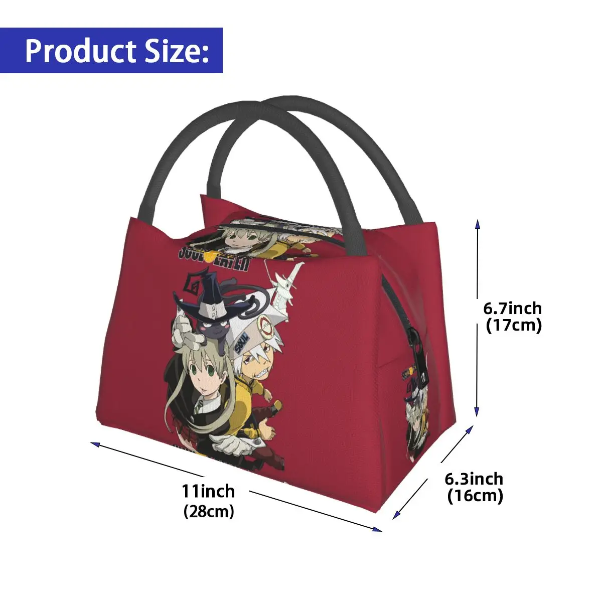 Soul Eater Anime Insulated Lunch Bag for Women Children Portable Food Boxes Thermal Lunch Box Tote