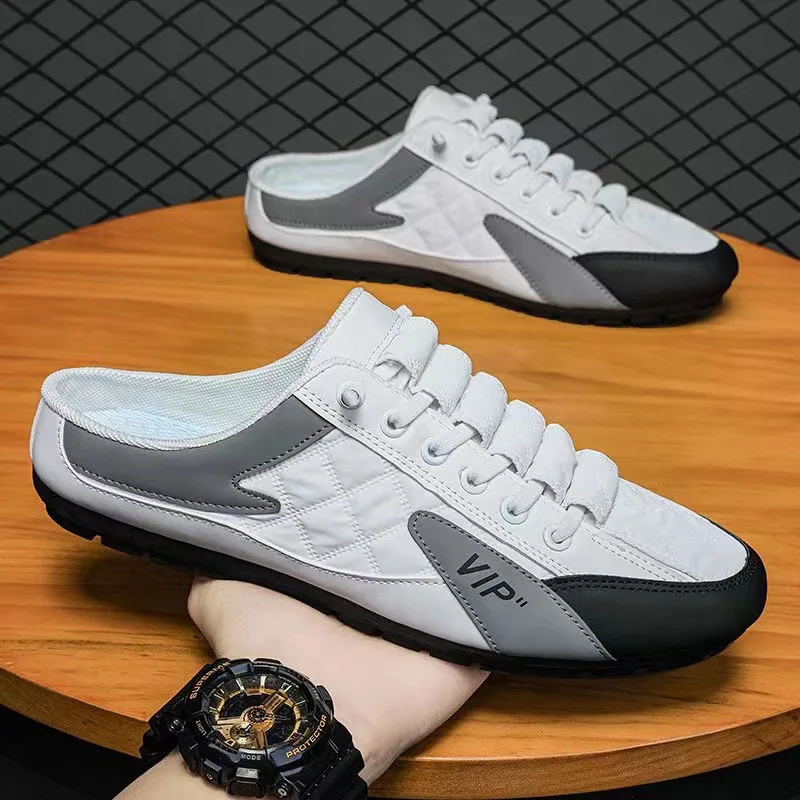 Half Slippers for Men Trendy Men's Flat Bottom Casual Shoes Soft Sole Support Shoes Men's Sneakers Zapatos De Hombre 2024 image 2
