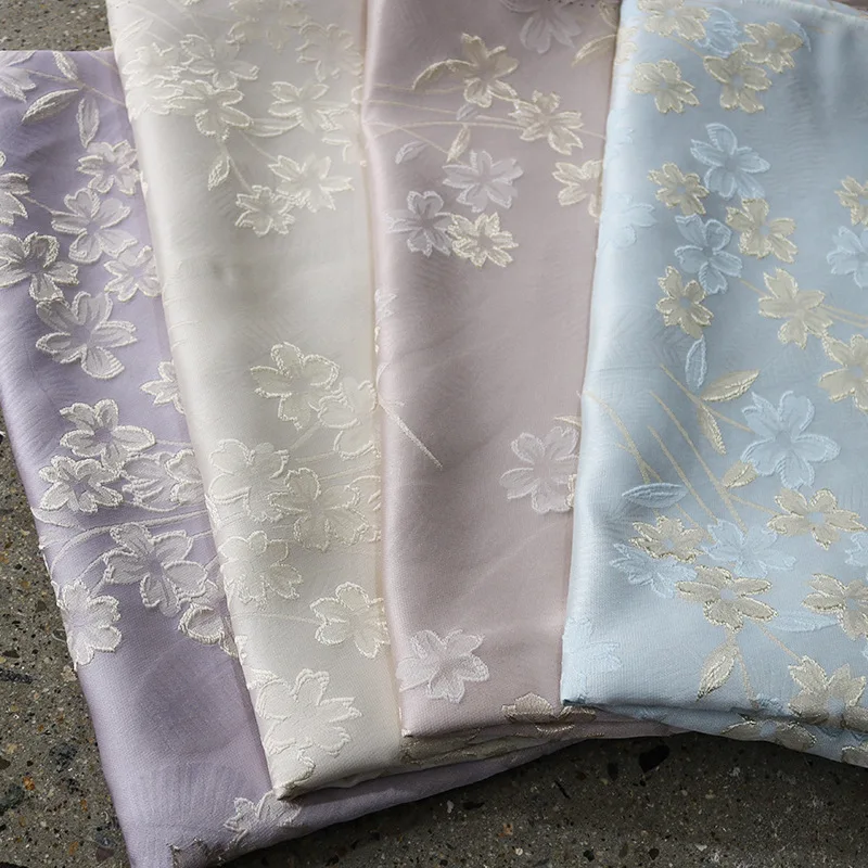 

1meter Chinese Style Floral Yarn Dyed Jacquard Fabric Begonia Pattern Designer Material Hanfu Suit Handmade DIY Fashion Sewing