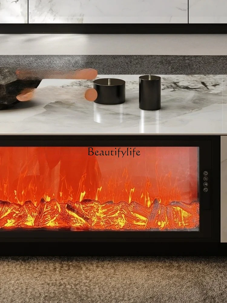 Electronic Fireplace Decoration Simulation Flame Integrated Floor Stone Plate Advanced Sensing Coffee Table TV Cabinet