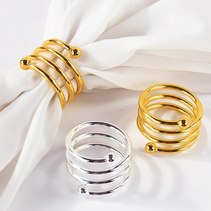 1/4/6Pcs Exquisite Metal Napkin Ring Golden Towel Napkin Holder For Wedding Dinner Table Decor Christmas Birthday Party Supplies