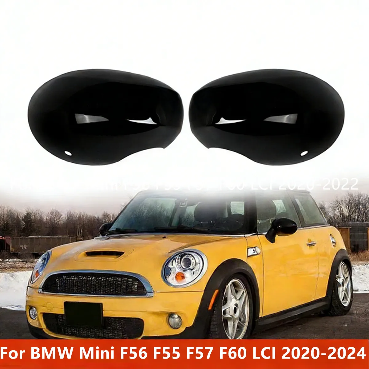 

1 пара глянцевых черных накладок на боковые зеркала (LHD) для Mini F54 F55 F56 F57 F60 2020-2024, артикулы 51169881537, 51169881533, 51169881534