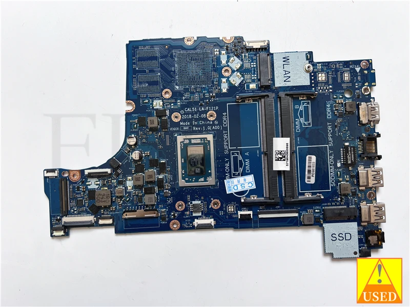 Laptop Motherboard Used CN-0525HD FOR Dell 5575 WITH R3-2200 LA-F121P  100% Working  Test Passed