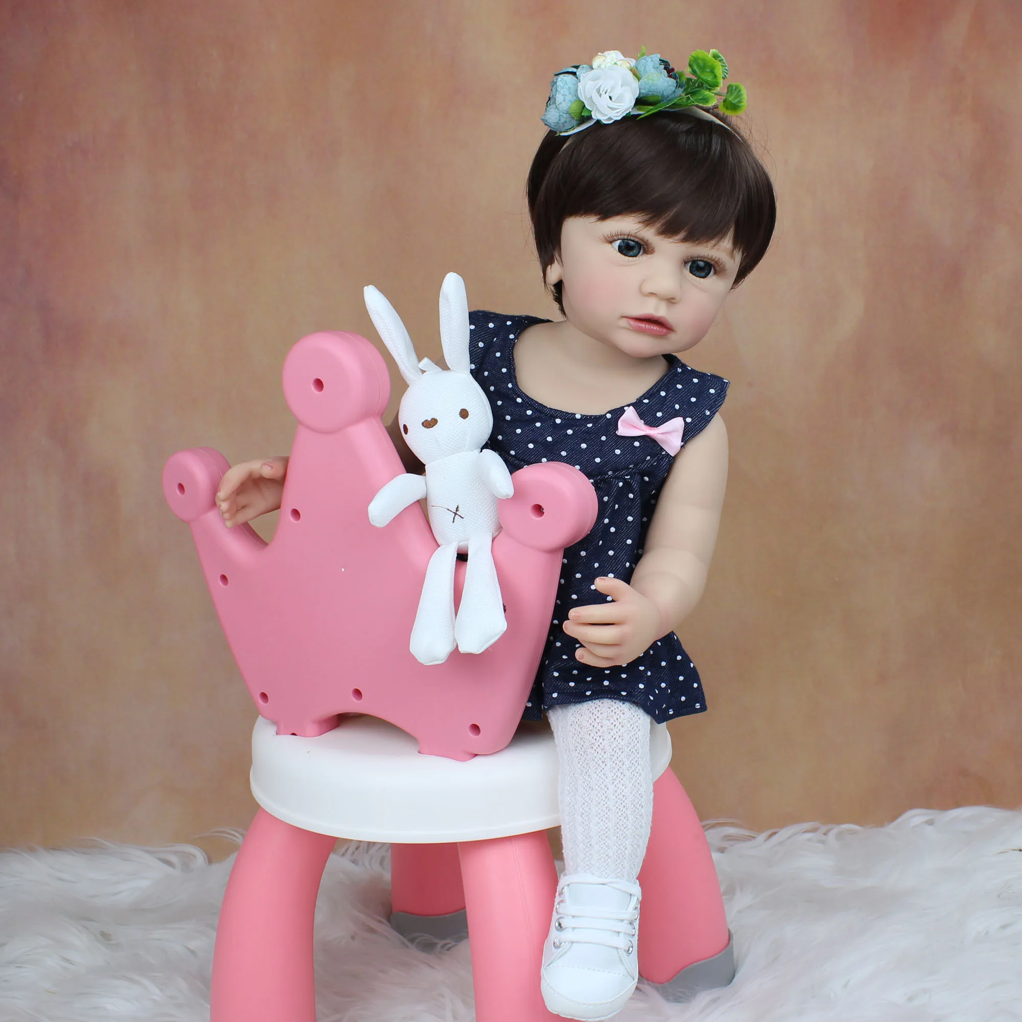 BZDOLL 55cm Full Body Silicone Baby Reborn Doll Realistic Soft Vinyl Princess Toddler Girl Classic Toy Birthday Gift