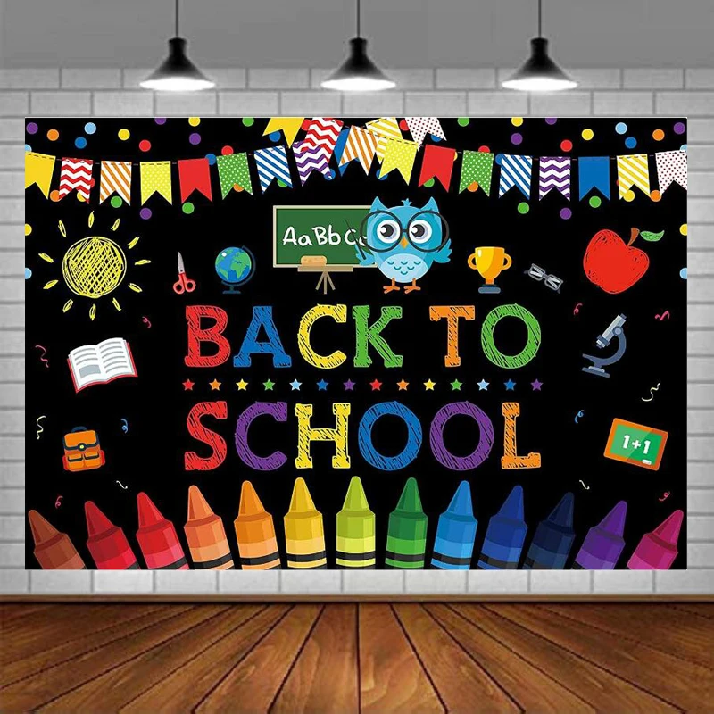 Back To School Party Backdrop Kindergarten Congrats Children Welcome Student Teacher Blackboard Classroom Photo Booth Background