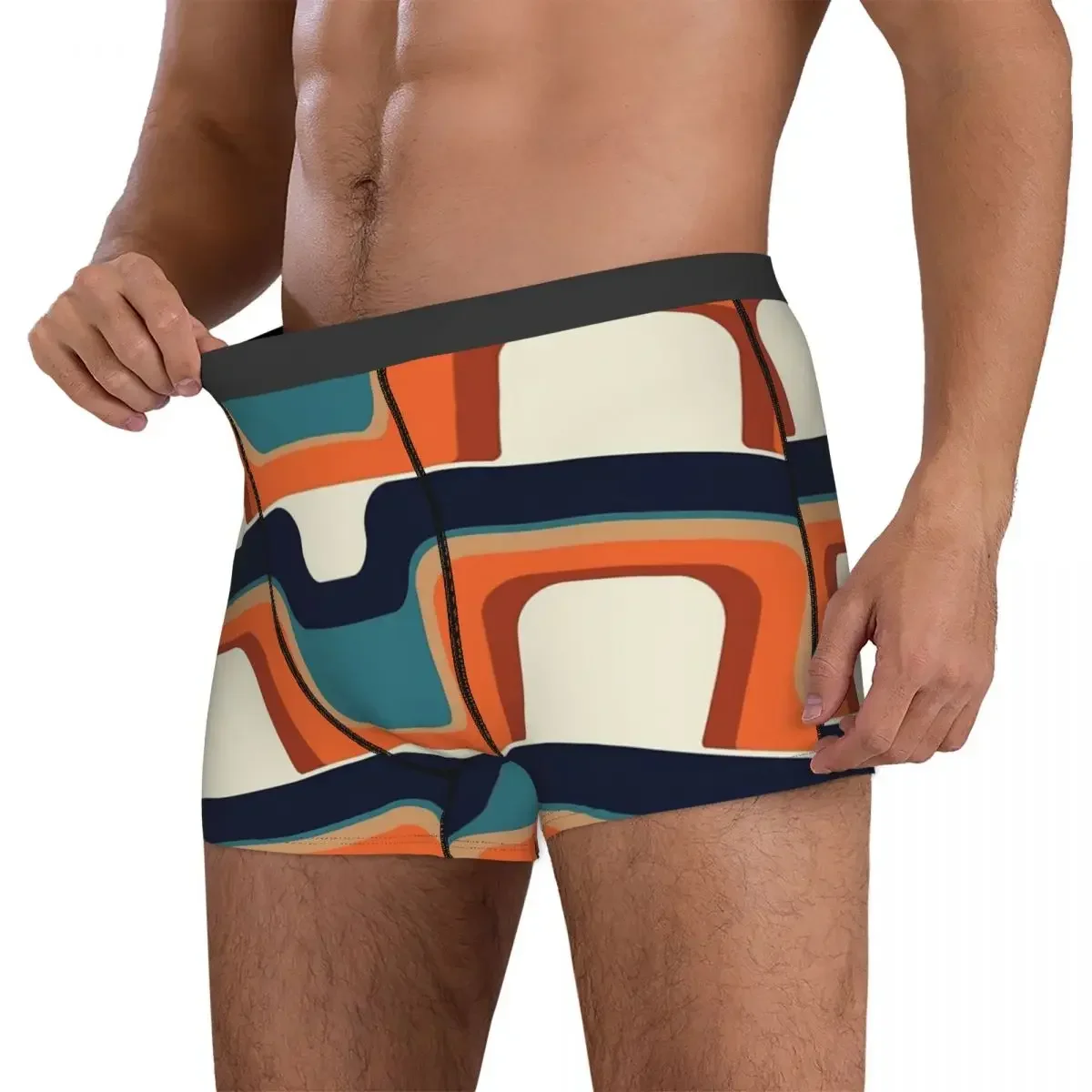 Calzoncillos tipo bóxer, pantalones cortos modernos de mediados de siglo, bragas naranjas y azules de los años 70, ropa interior transpirable para hombre, novio