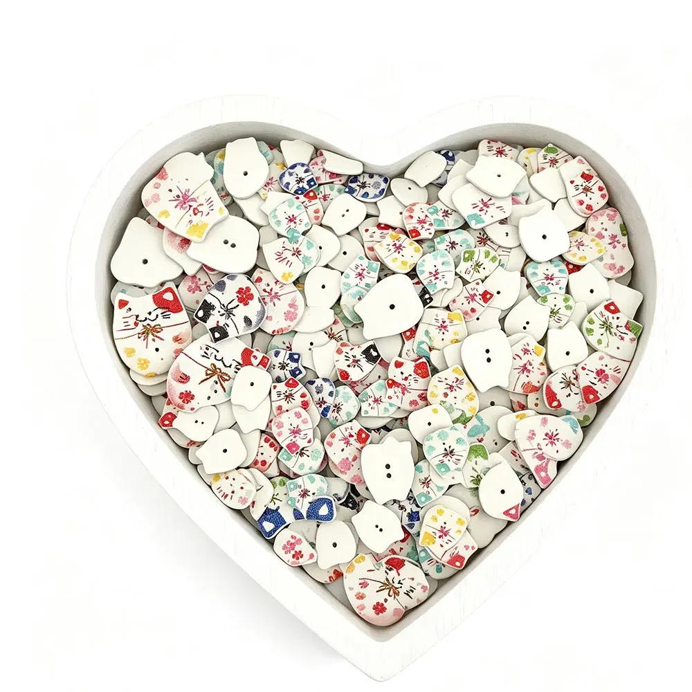 200PCS 25MM Cartoon Buttons for Kids,Sewing Accessories,Garment Buttons or Home Decoration Puppy Shape Wooden Buttons