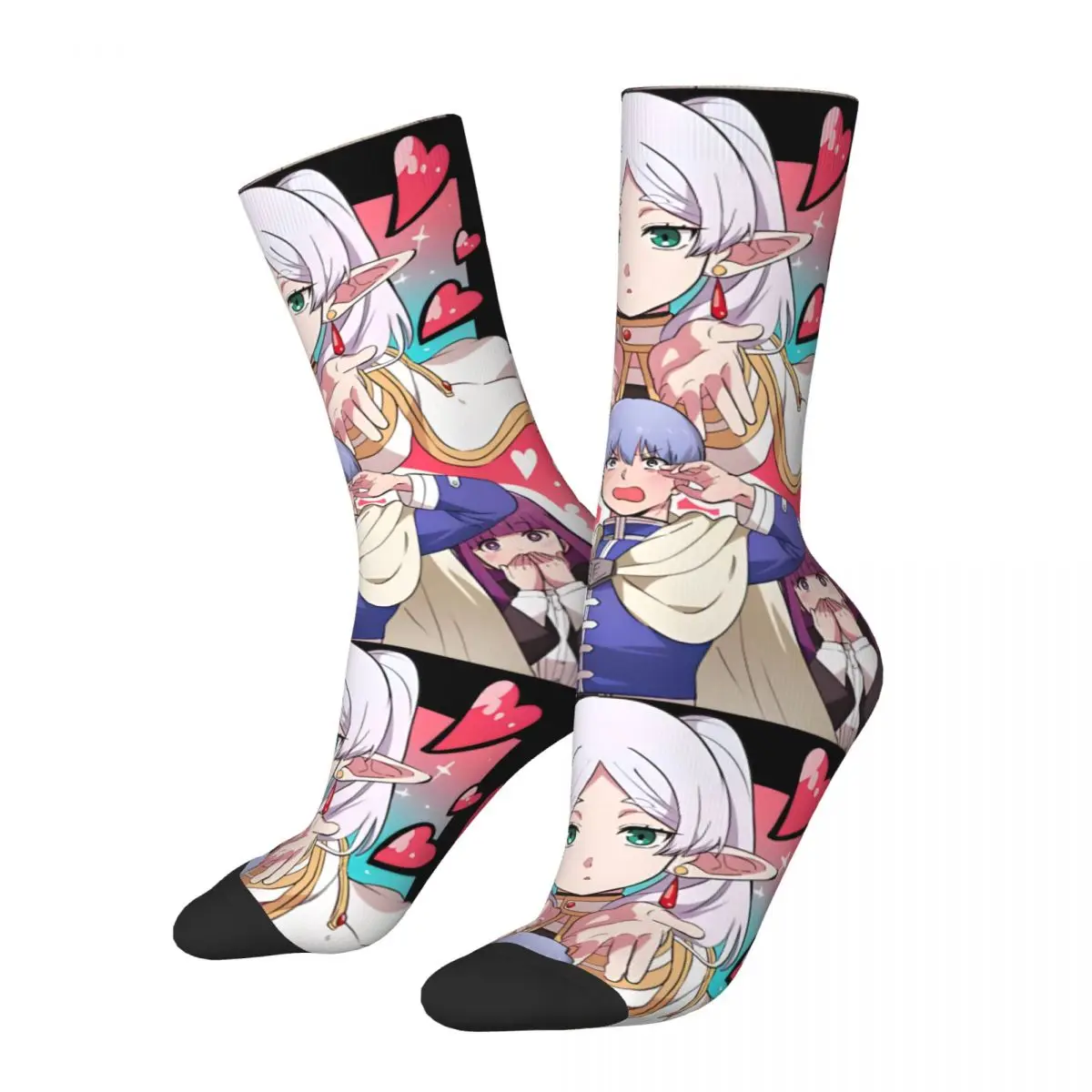 

Hip Hop Retro Frieren Crazy Men's compression Socks Unisex Frieren Beyond Journey's end Harajuku Pattern Printed Funny Novelty