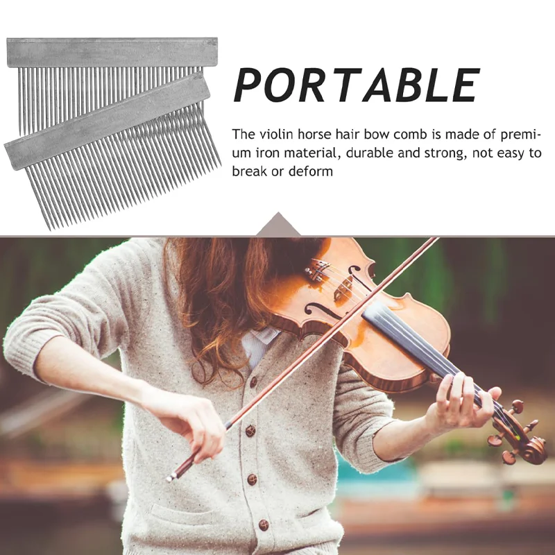 Violin Bow Comb Metal Professional Violin Bow Hair Combing Tools Rosin Spreader Separates Stuck Bow Hair for Violin Viola Cello