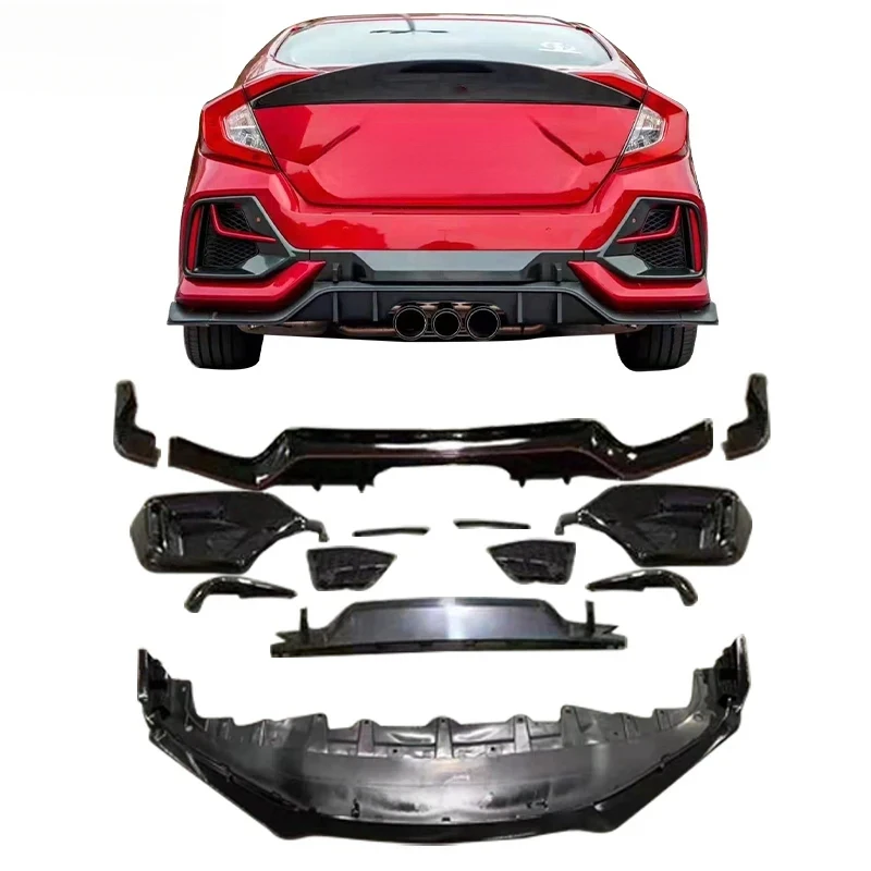 Best Sale Car Bodykit Front Rear Bumper Side Skirts 2019-2021 Upgrade Type-R 4