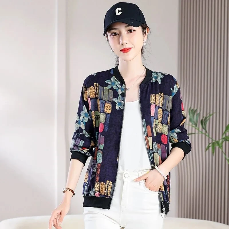 Lce Silk Sun Protection Clothing Women's Cardigan Coat 2026 Summer New Female Printed Jacket Baseball Uniform Sunscreens Outwear