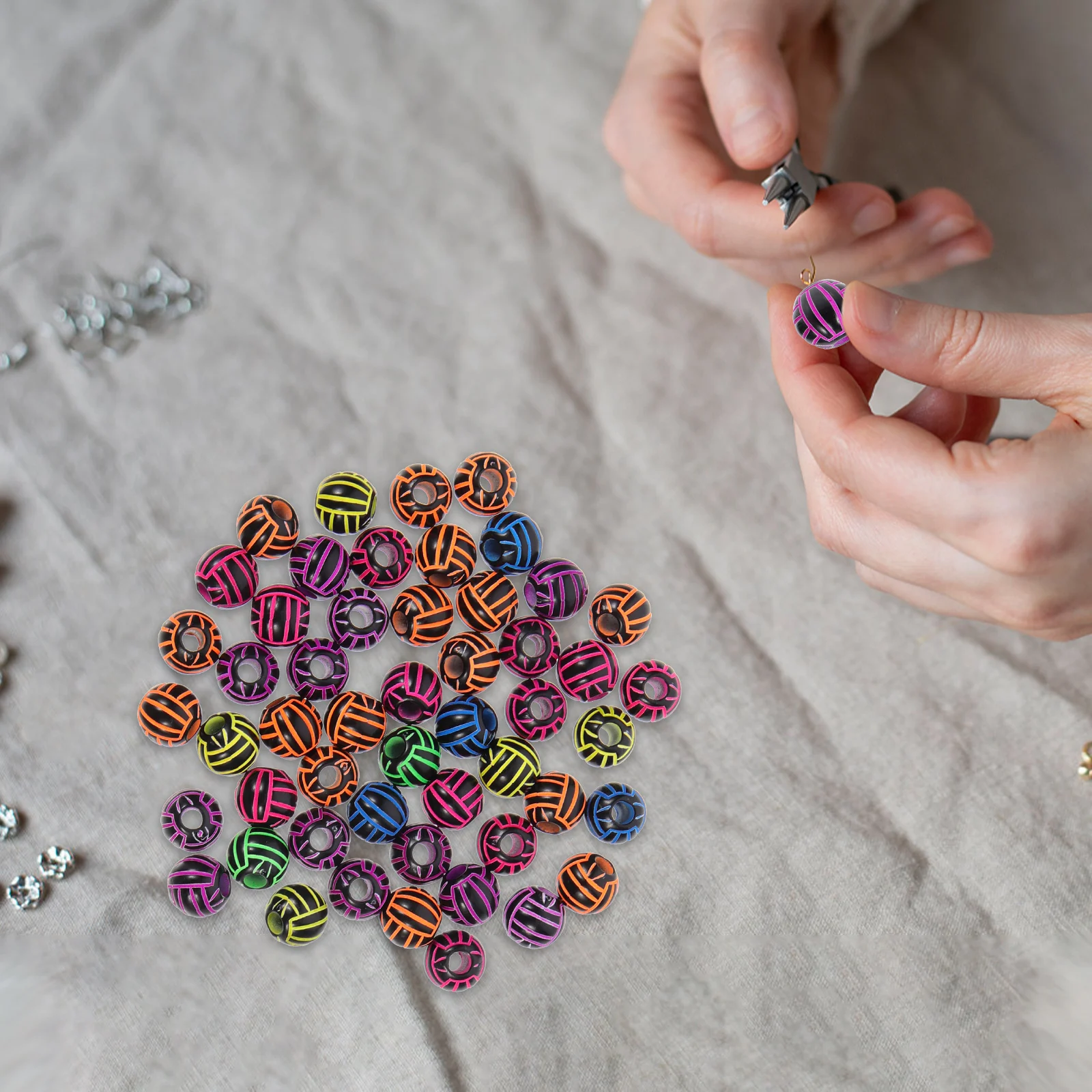 

100 Pcs Bracelet Beaded Jewelry Sports Ball Beads for Making to Weave Volleyball Diy Miss