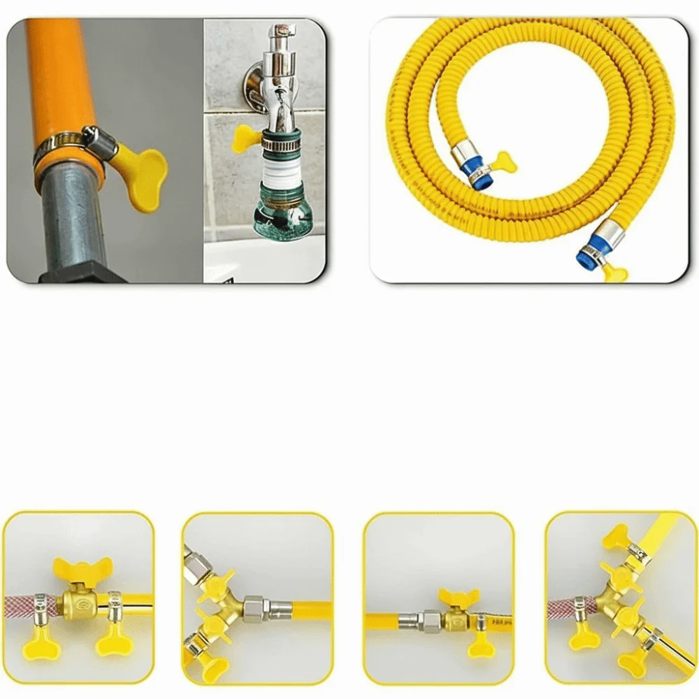 30pcs Yellow Plastic Handle Stainless Steel Hose Clamps Hand Twist Design Adjustable Size Worm Gear Hose Clamp