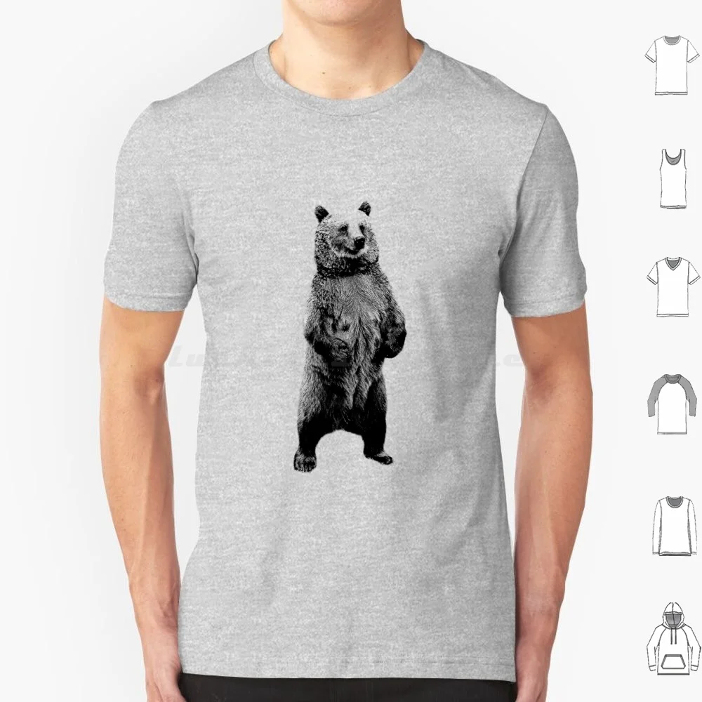 Bear Standing Up. Wildlife Digital Engraving Image T Shirt Big Size 100% Cotton Bear Images Bear Pictures Bear Bear Bear Art