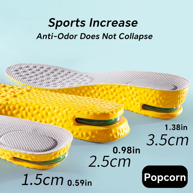 1pair Invisible Height Increase Insoles for men women Soft and comfortable running sports foot mat 1.5-3.5cm increasing insole