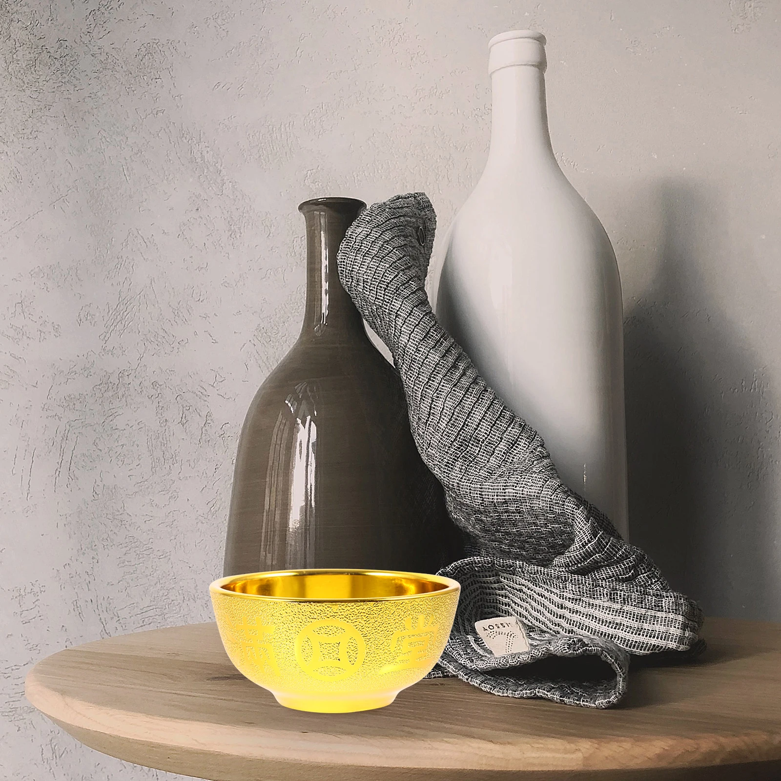 

Buddhist Food Bowl Plastic Golden Design Multi-Function Offering Cup Temple Worship Holy Bowl Exquisite Plastic Buddhism