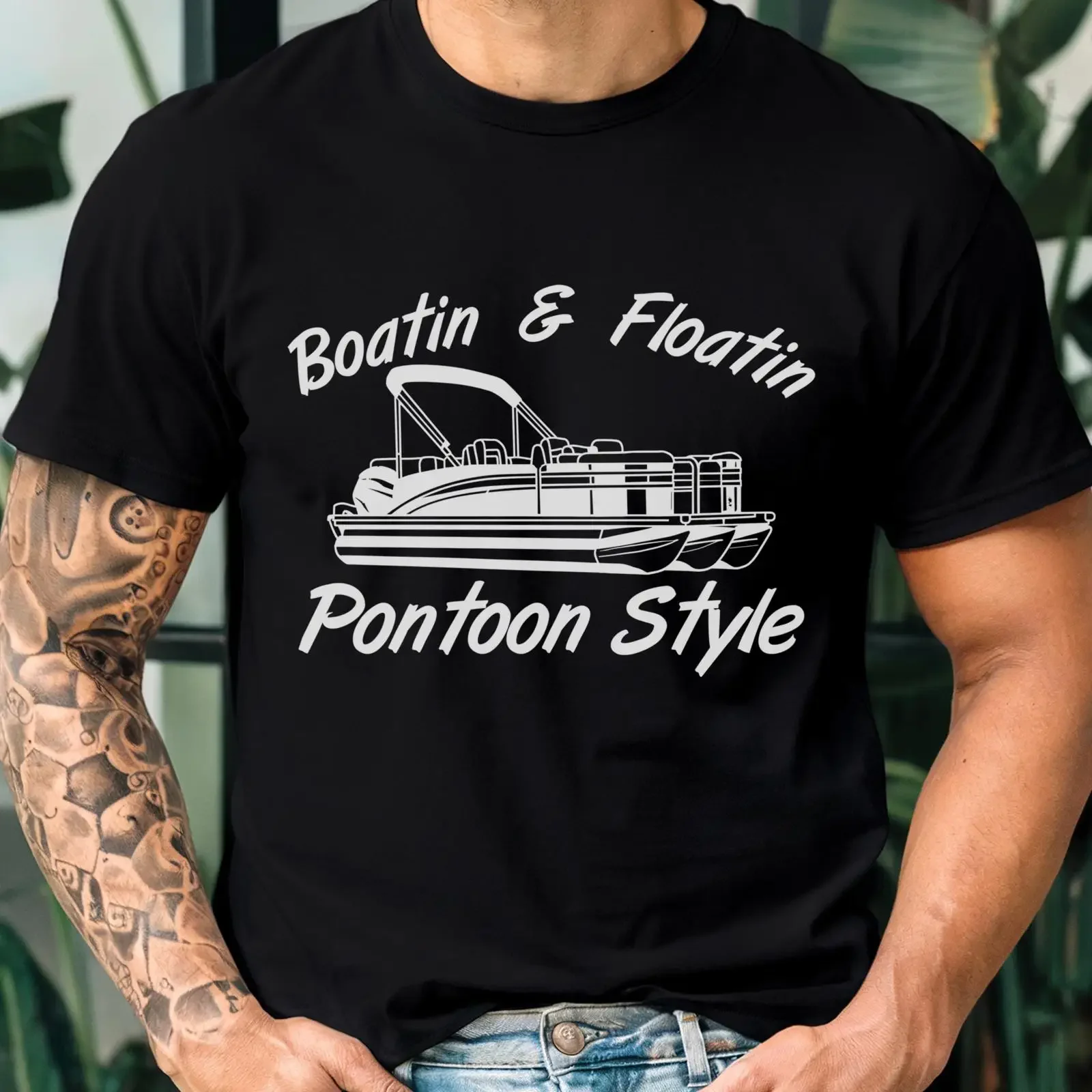 Funny Pontoon BoaT T Shirt Boatin And Floatin For Owners Party In Slow Motion vintage Washed streetwear Stylish Casual
