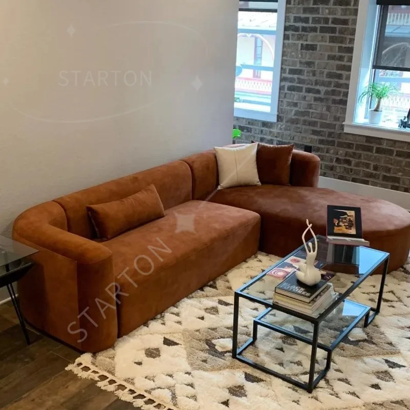 Living Room Velvet Sofa Couch with Chaise Lounge Upholstered L Shaped Couch for Apartment 3 Seater Sofas Chair