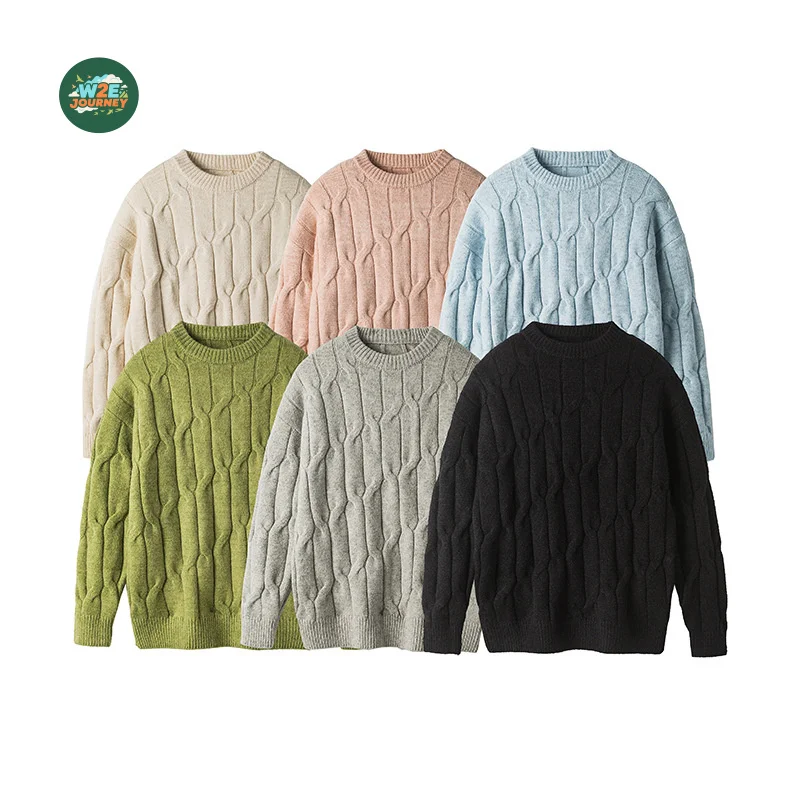 

W2EJOURNEY EU US Size Top Quality Outdoor Wear Luxury Trendy Men Women Oversized Cable Knit Crewneck Sweaters