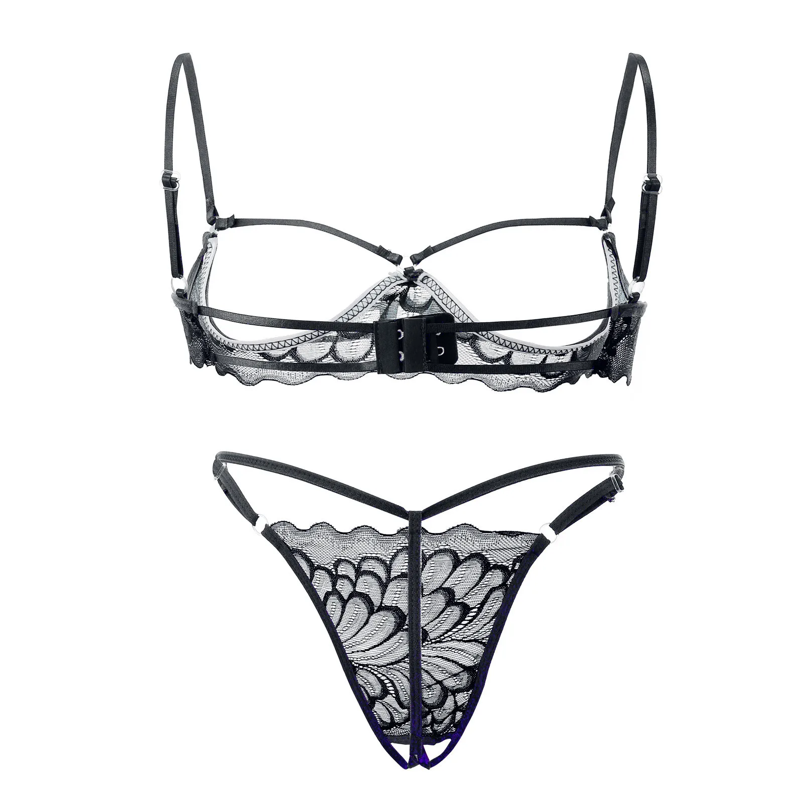 Women\'S Transparent Underwear Erotic Cut Out Bra Lingerie Sexy G-String Thong Set New Sexy Hollow Bra Set Lenceria Sensual Mujer