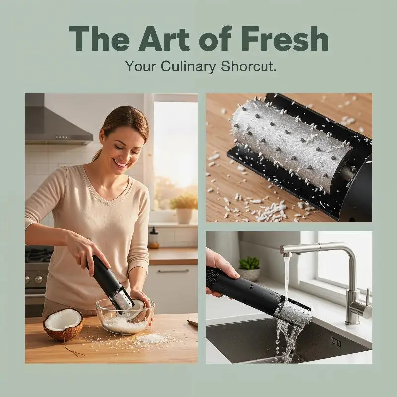 User-Friendly Electric Coconut Grater with Splash-Proof Feature for Home Cooking