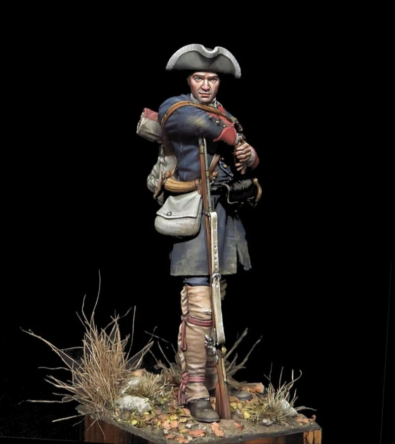 1/24 Scale 75mm Die-Cast Resin Figure Model Kit US Colonial Militia (2 Heads) Miniature Toys Unassembled Unpainted DIY Diorama