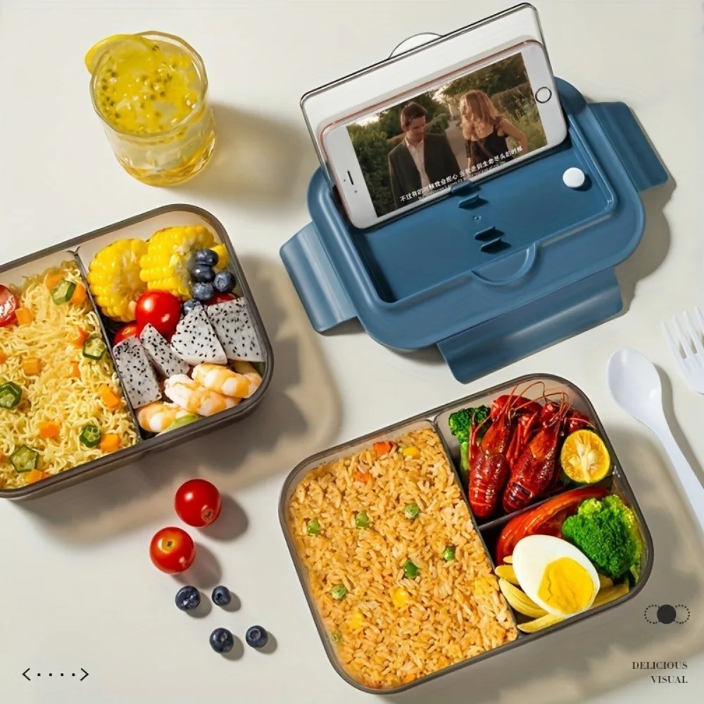 

1pc, Fresh-keeping Leak-proof Double-layer Lunch Box, Large Capacity, Microwave Safe, Portable Meal Box For Work Or School,