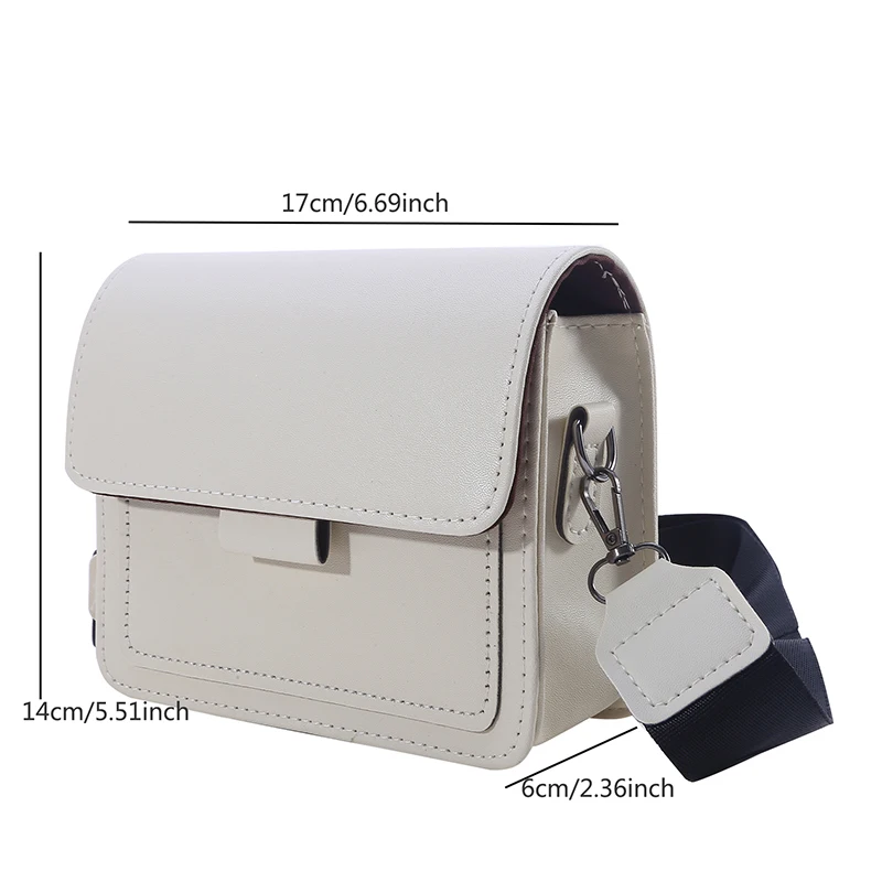 Women Small Square Bag Retro Versatile Wide Shoulder Strap Large Capacity Casual Portable Female One Shoulder Crossbody Bags