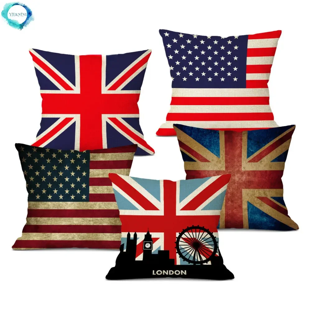 

Stripe usa English union jack American Flag Throw Pillow Cases 45Cmx45Cm Square Top King Size Bed Printing Cushions Pillow