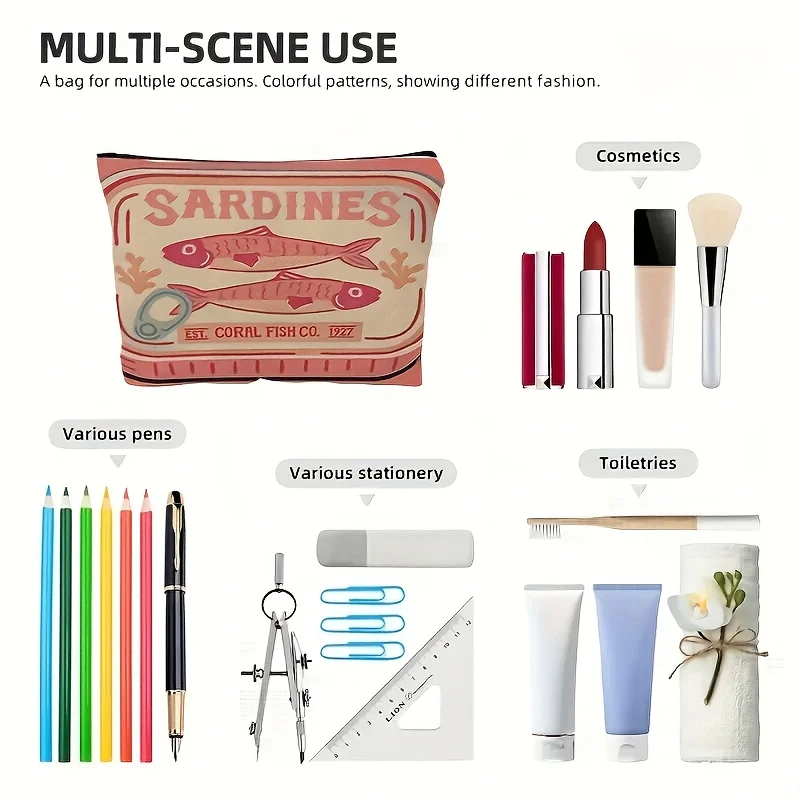 حقيبة مكياج للسفر قابلة للطي مع سحاب - منظم خفيف الوزن ومتين لمستحضرات التجميل وأدوات الزينة - هدية مثالية للنساء