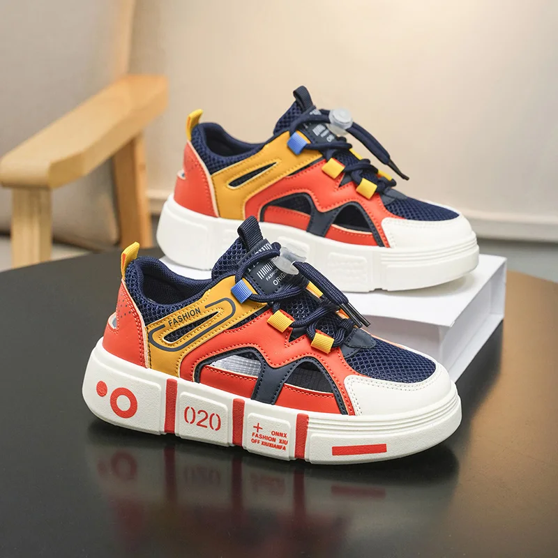 Boys' shoes sandals 2026 new style children's sports shoes mesh upper large size for boys casual and anti-slip mesh shoes