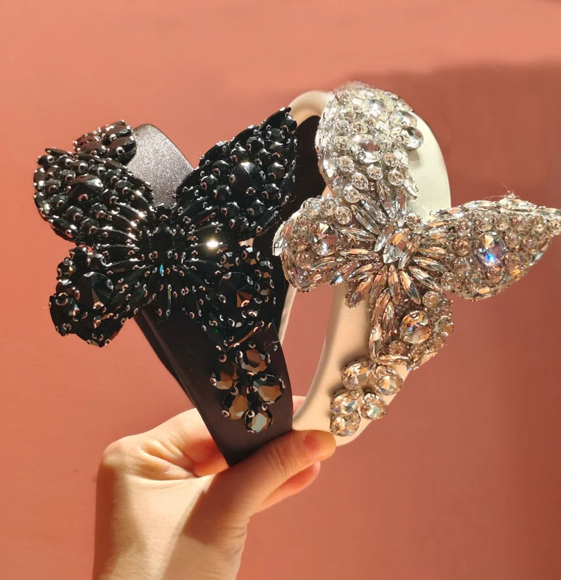 

Exquisite Full Diamonds Butterfly Hair Hoop Headband Birthday Party Banquets Hairbands Headpiece Women Hair Accessories Headwear