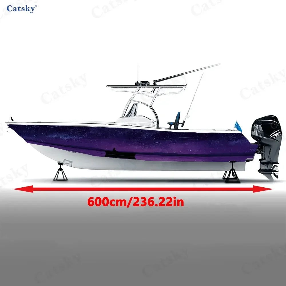 2Pcs Lone Boat & Star Waves Boat Stickers, PVC Waterproof Durable Vinyl Wrap Decals for Fishing Boat, Durable and Stylish Design