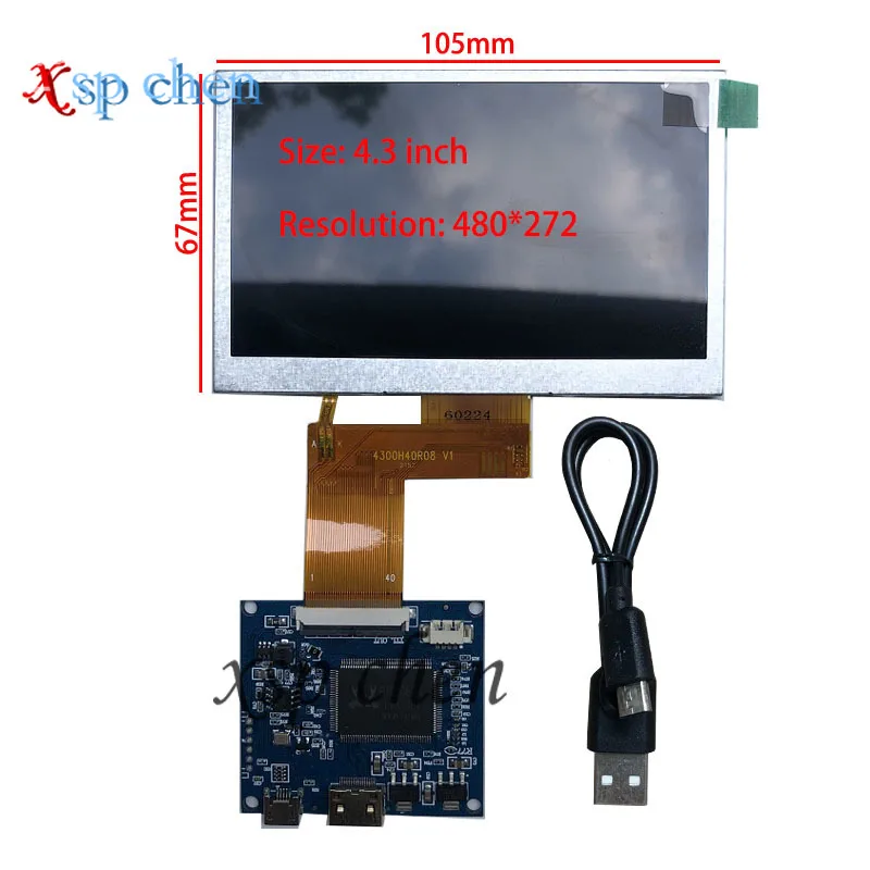 Mini denetleyici 4.3 inç 480*272 LCD ekran HDMI kontrol sürücü panosu için Lattepanda, ahududu Pi muz