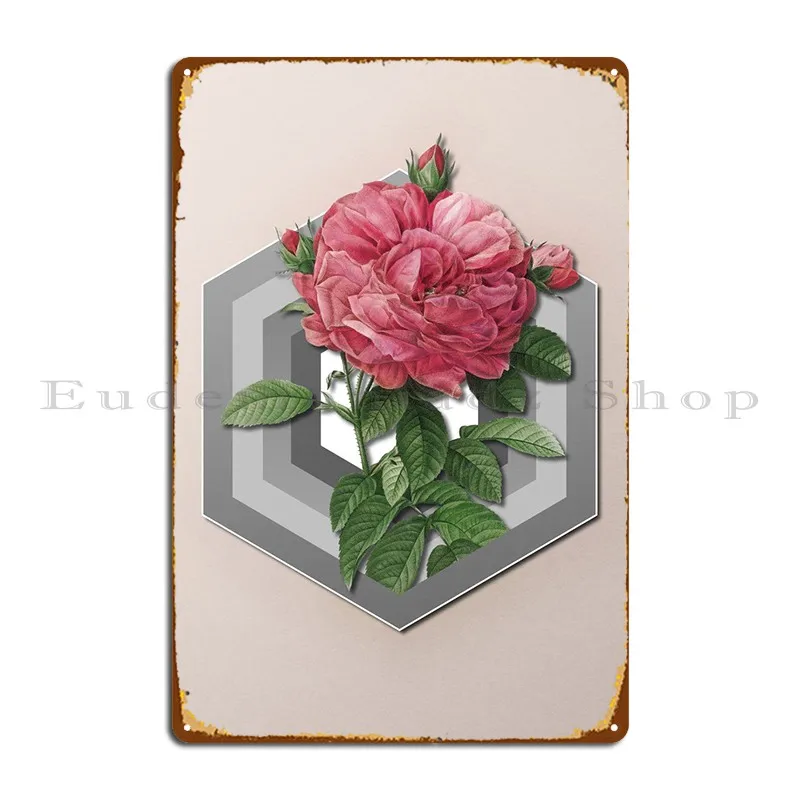 Giant Rose On Paper Shapes Metal Plaque Poster Design Wall Decor Designing Iron Club Tin Sign Poster